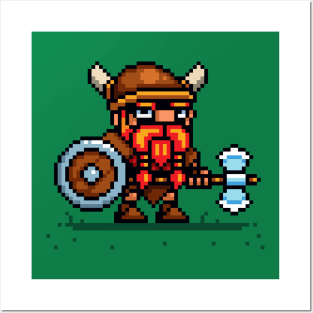 Chibi Viking pixel art Posters and Art